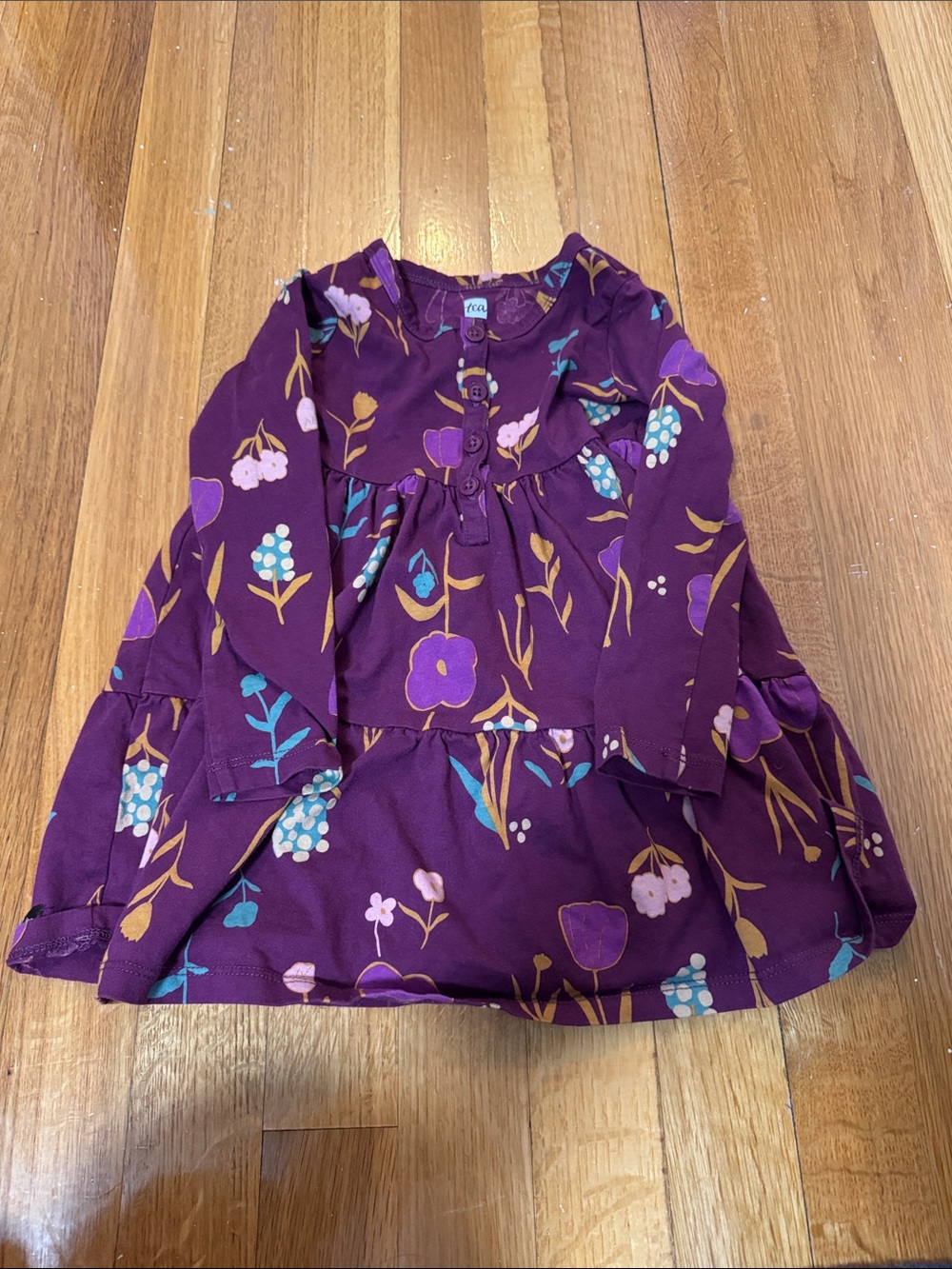 NWOT Tea Collection Purple Floral Long-Sleeve Dress